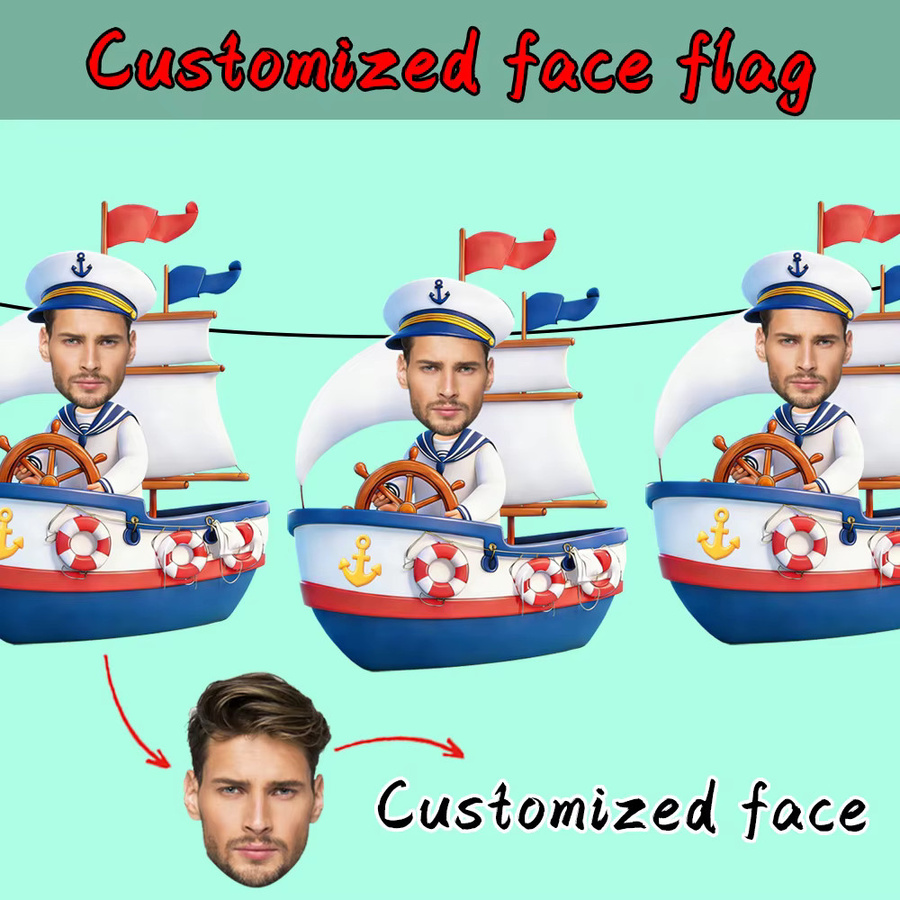 8-teiliges personalisiertes Marine-Fotobanner aus Papier für deine nautische Klassenparty und Abschlussfeier in Cyan - Bild 2