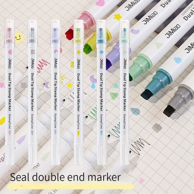 Kissbuty Doppelköpfiger 6-Farben-Stempel mit Motiv-Formen für Sammelalben und Tagebücher, Multicolour - Bild 1