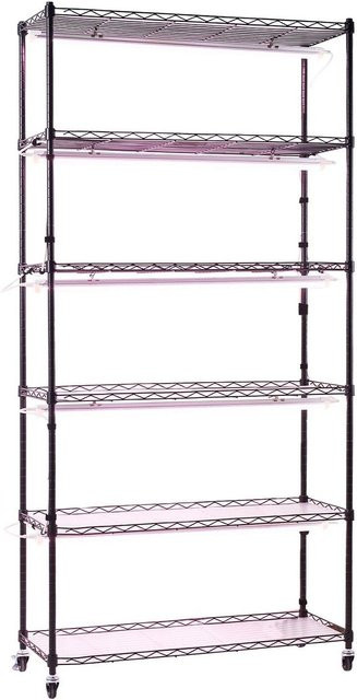 Buying Solutions, MB Pflanzenregal mit Pflanzenlicht, 6-stufiger Indoor-Pflanzenständer aus Metall mit Rädern und Timer, 150W 3800K Vollspektrum Grow, Höhe: 180 cm, Breite: 90 cm, Tiefe: 35 cm - Bild 1