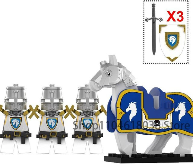 Militärische Mittelalterliche Drachenritter Figuren Bausteine, dunkelgrau, ab 6 Jahren - Bild 1