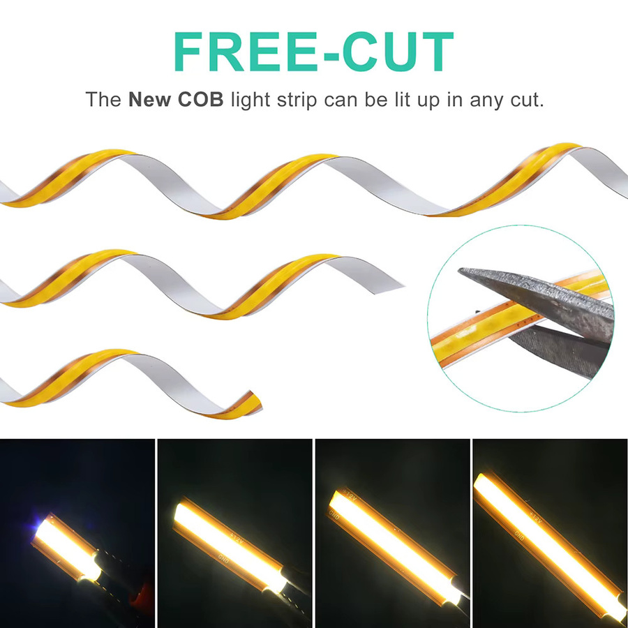 GAHADA COB LED Strip Light Flexibles Lineares Licht mit 400 LEDs, Weiß, Schneidbar - Bild 4