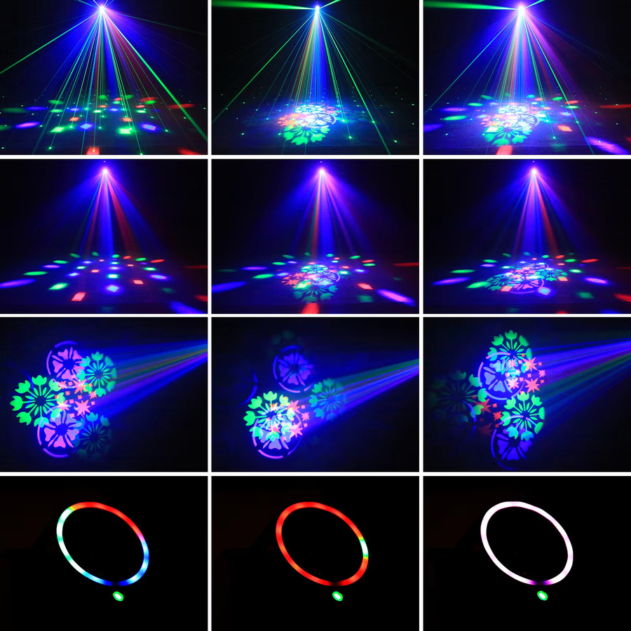U'King Mini Moving Head RGB DMX Bühnenlicht mit Strahlmuster und Strobe Effekt in Schwarz und Multicolour - Bild 3