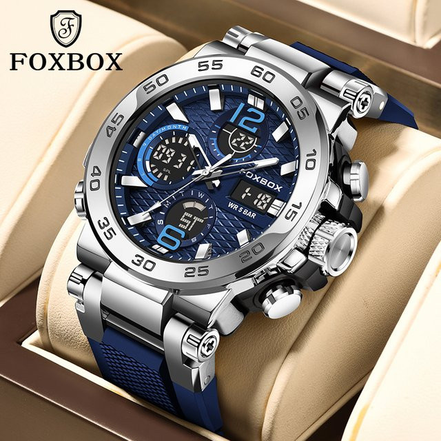 FOXBOX Armbanduhr, Digitaluhr, Quarz, Blau, Herren, 5 ATM - Bild 1