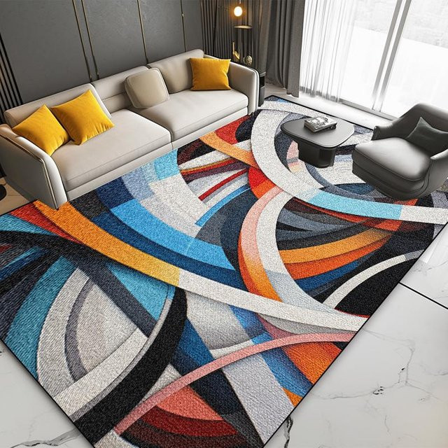 JGJG Moderner Geometrischer Teppich aus Polyester, Rutschfest und Waschbar, Mehrfarbig, B: 160 cm, T: 200 cm - Bild 1