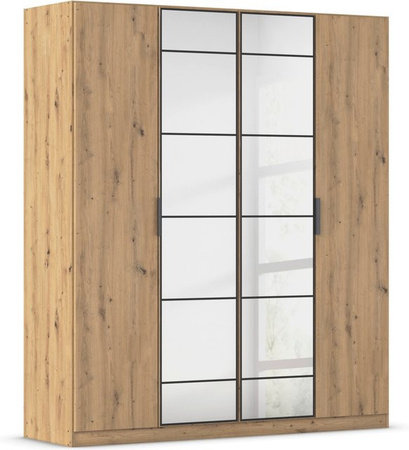 RAUCH ORANGE Acero Drehtürenschrank in Eiche Artisan mit Spiegeltüren und Glas, B/T/H: 181 x 54 x 210 cm