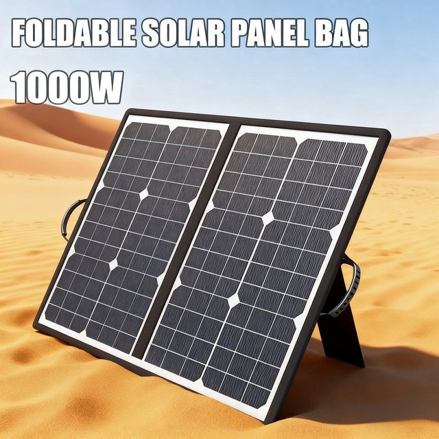 SNQP Solarpanel-Set 1000 W, faltbares Solarkraftwerk und tragbares Generator-Ladegerät in Schwarz, 18 V, ideal für Auto, Boot und Wohnwagen - Bild 1