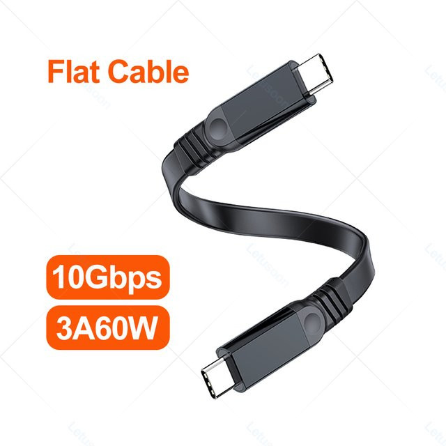 Letusoon USB-C auf USB-C Schnellladekabel 60W, USB 3.2 Datenkabel mit 10 Gbit/s, Schwarz - Bild 1