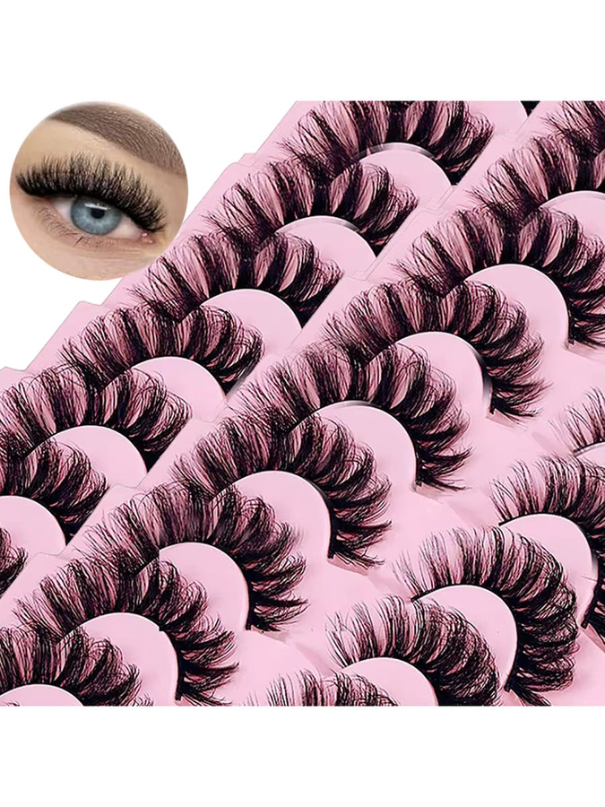 JIEFUXIN Falsche Wimpern, 14 Paar, D-Curl, Faux Nerz, Unisex - Bild 7