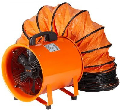 VEVOR Bauventilator mit 5 m Schlauch, 367 W Axialgebläse, 2574 CFM, Orange - Bild 1