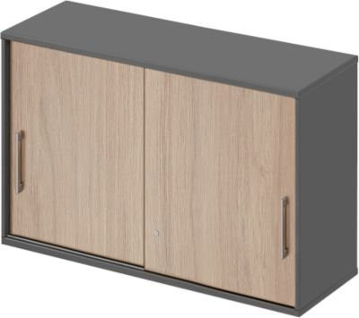 Schäfer Shop Genius Aufsatz-Schiebetürenschrank TETRIS WOOD mit 2 Türen, Farbe Eiche/Graphit, Breite: 120 cm - Bild 1
