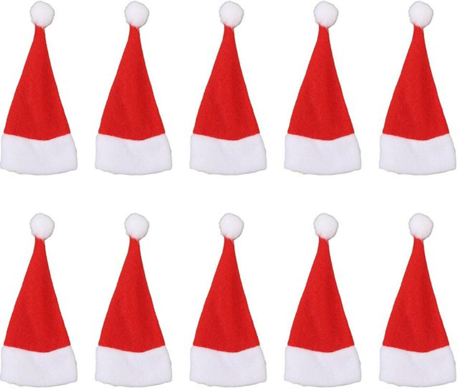 30 Stück Mini Weihnachtsmützen von Fishine in Rot als Miniatur-Ornament für DIY-Bastelarbeiten und Tischdekoration - Bild 1