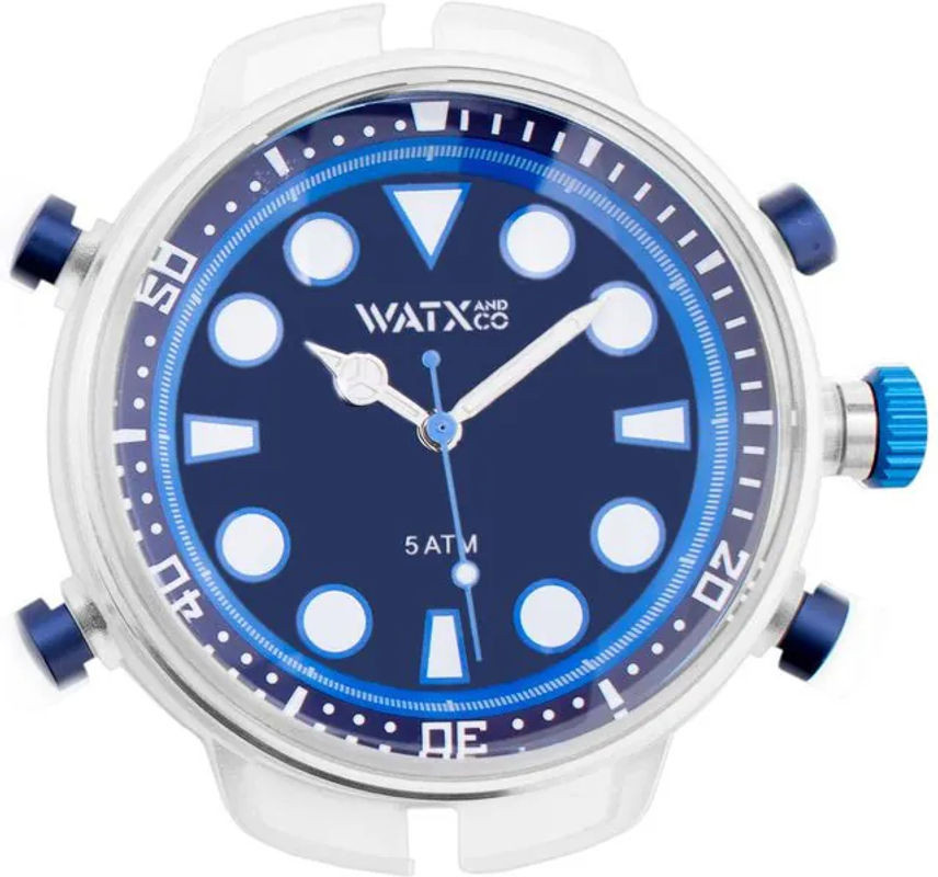 WATXANDCO RWA5701 Quarz-Armbanduhr für Damen und Herren in Blau mit rundem Glasgehäuse - Bild 1