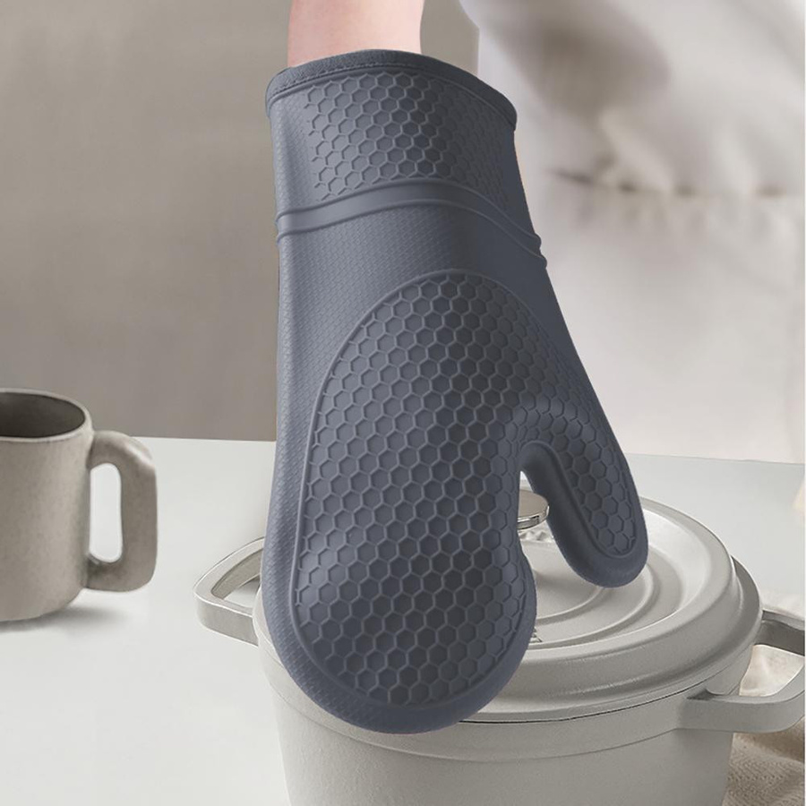 Gorilla Grip Hitzebeständiges Silikon-Ofenhandschuh-Set mit weichem Baumwollfutter und rutschfestem Design - Bild 2