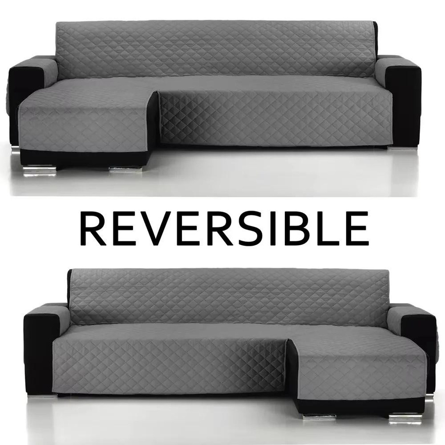 Einteiliger L-förmiger Sofa-Schutzbezug in Grau, gesteppter Universalbezug für Liegesofas mit links und rechts verwendbarer Ausführung - Bild 3