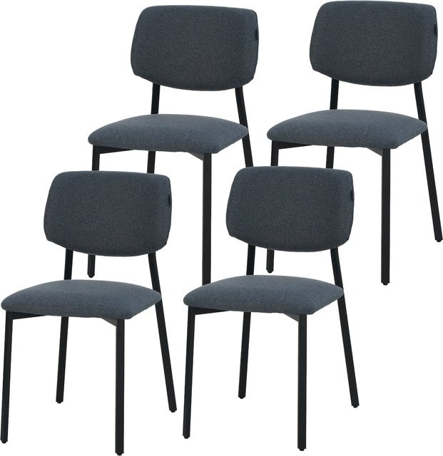 Ravino Designerstuhl A21 4er Set Esszimmerstühle mit Stoffbezug und Polsterung in Blau - Bild 1