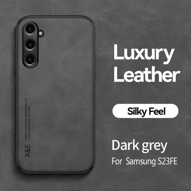 M&Y Magnetische matte Schaffell-Lederhülle für iPhone und Samsung Galaxy in Dunkelgrau - Bild 1