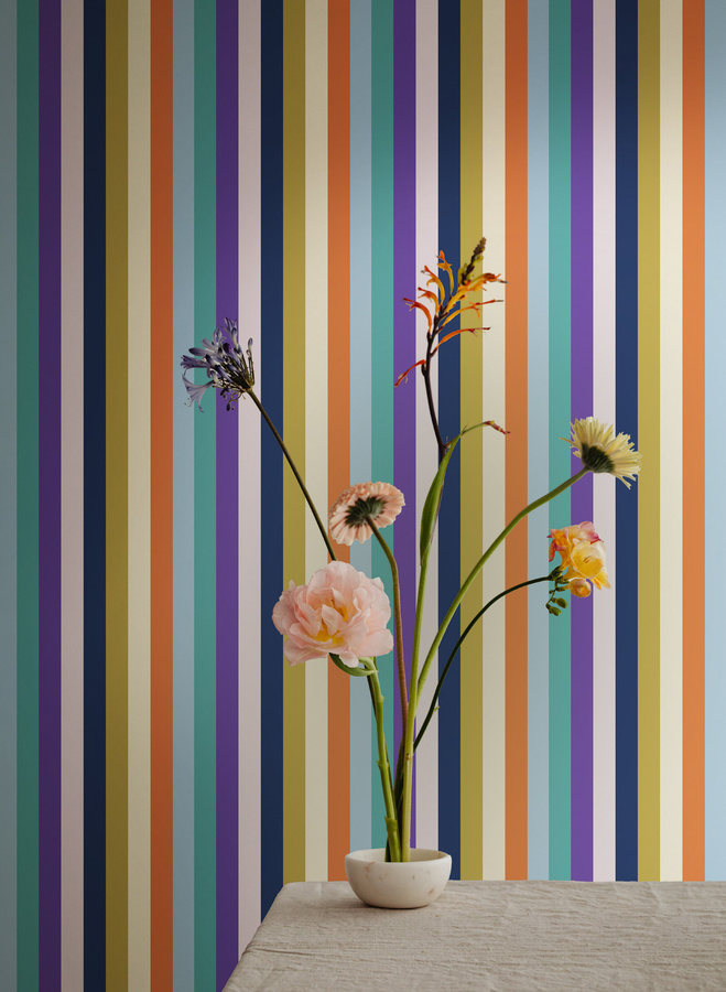 Jannelli & Volpi Tapete Linearis 7700 abstrakte Streifen in Multicolour aus Vlies und Vinyl im Retro-Stil - Bild 1