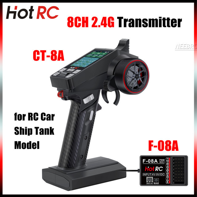 HotRC CT-8A Fernbedienung Sender mit Empfänger, black - Bild 1