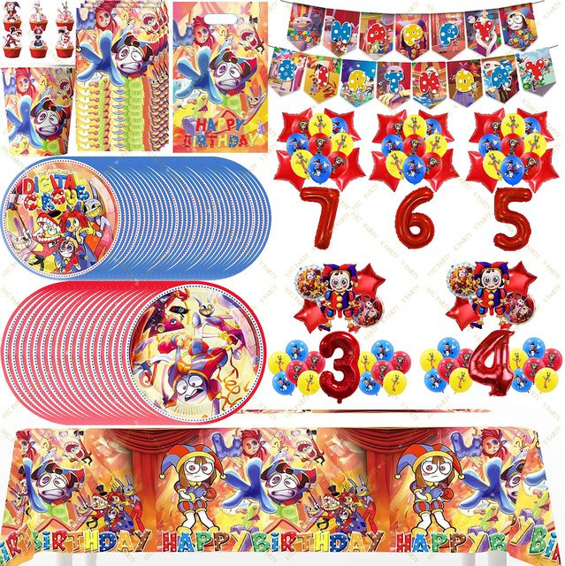 Potdemiel Partyzubehör Set Digitaler Zirkus in Multicolour aus Papier - Bild 1