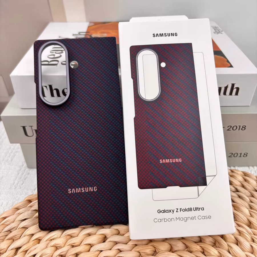 Samsung Galaxy Z Fold8 Ultra Magnetische Schutzhülle aus Carbonfaser in Rot und Multicolour - Bild 4