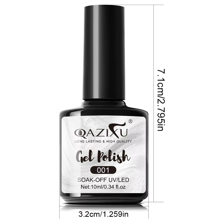 QAZIXU Nagellack Gel, Grau Weiß Glitter, Semi Permanent - Bild 5
