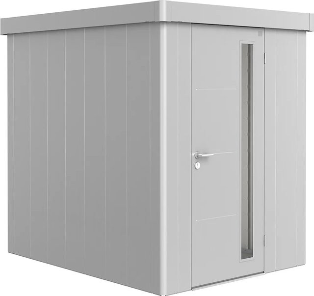 Biohort Gerätehaus Neo 2A mit Standardtür in Silber Metallic, Stahlblech, B/H/T: 180 x 222 x 236 cm - Bild 1