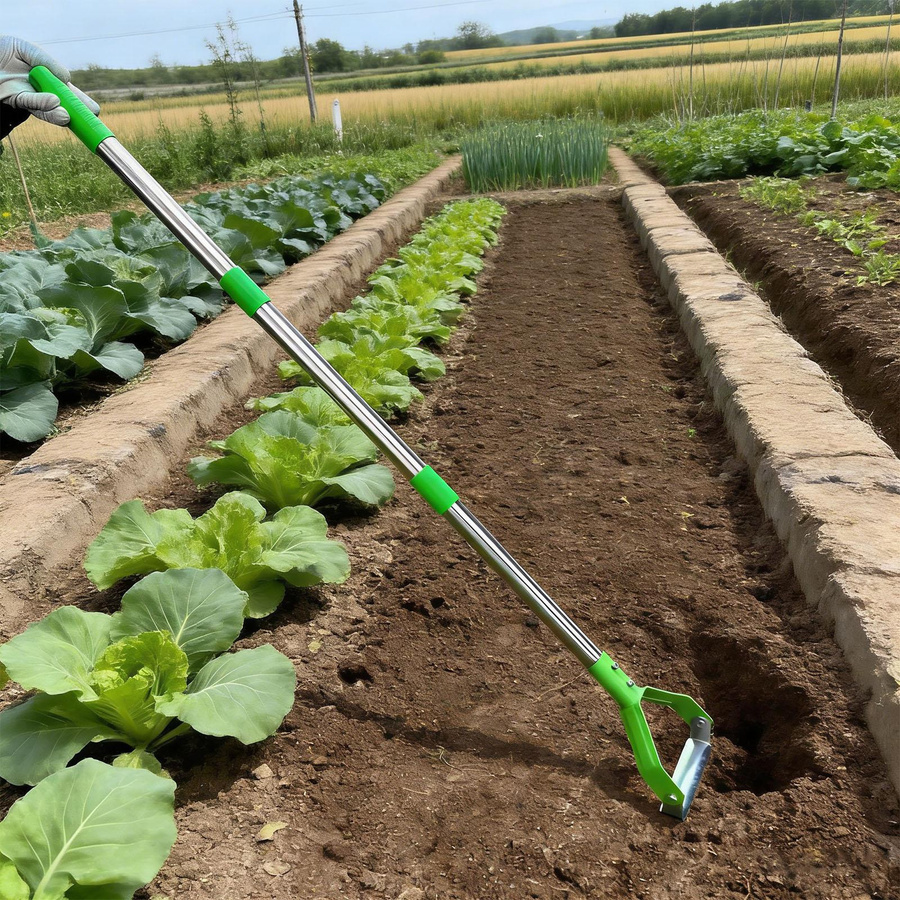 KaiSai Pedalhacke aus Kohlenstoffstahl in Silber mit trapezförmigem Kopf für die Gartenarbeit - Bild 2