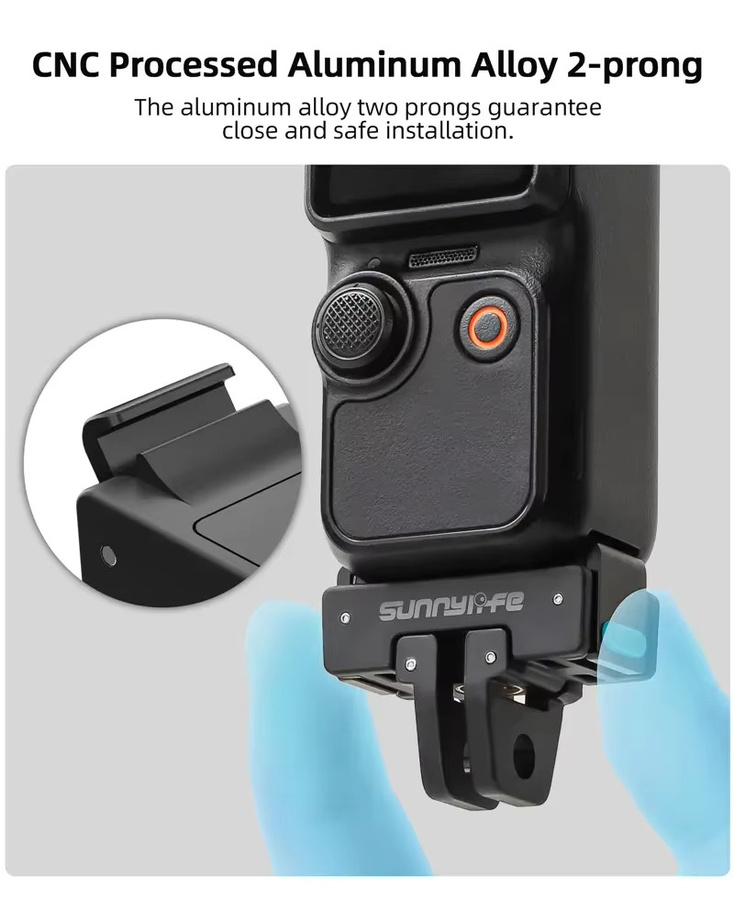 DJI OSMO Pocket 4 und Pocket 3 Schnellverschluss-Montageadapter mit faltbarer Verlängerungshalterung und Stativadapter in Schwarz - Bild 2