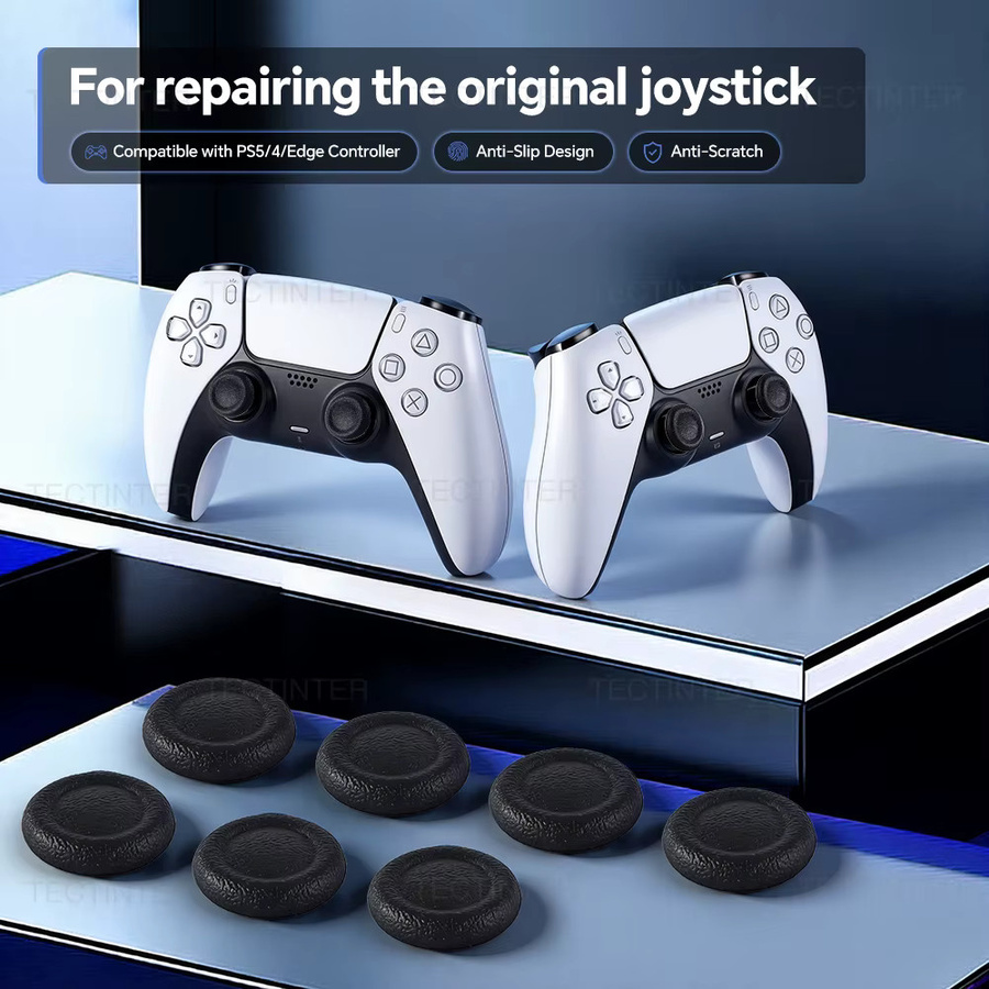 TECTINTER Joystick Ersatz Kappen für PS5 und PS4 Controller, Thumbstick Grip Abdeckung in Schwarz, PlayStation 5 Spiel Zubehör - Bild 3