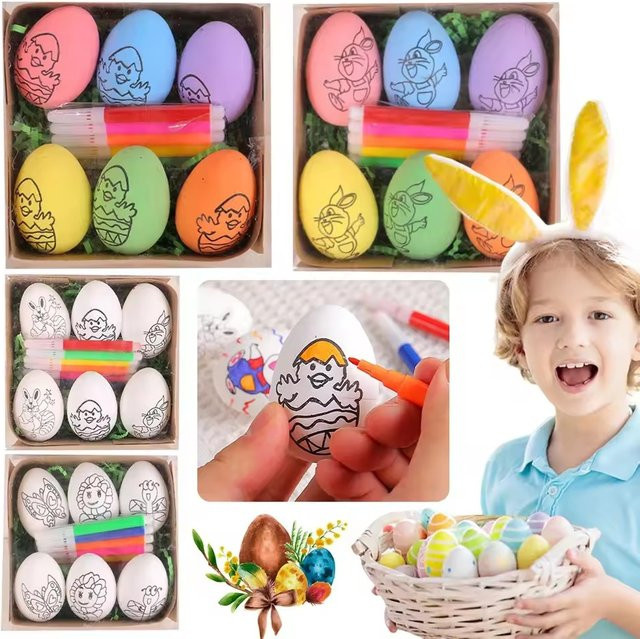 DIY Doodle Kit zum Bemalen von Ostereiern mit Farbstiften, buntes Bastelset für Kinder - Bild 1