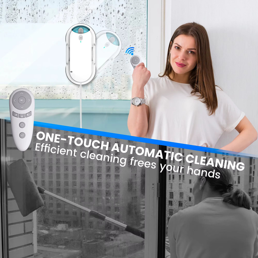 INSE Fensterputzroboter in Weiß mit automatischer Wassersprühfunktion, bürstenlosem Motor und intelligenter Kantenerkennung zur Glasreinigung - Bild 6