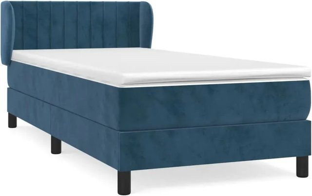 vidaXL Boxspringbett mit Matratze Dunkelblau Samt B/T/H: 90 x 190 x 103 cm - Bild 1