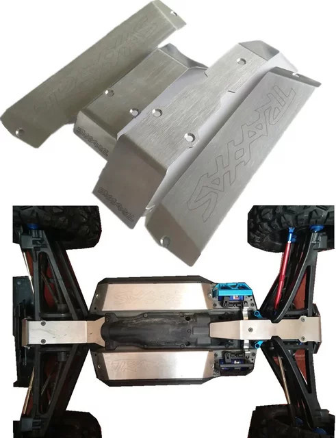 Traxxas Edelstahl-Chassis-Schutzplatte, 4-teiliges Set, Grau, Metall - Bild 1