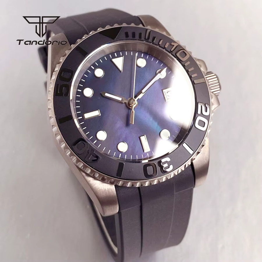 Tandorio Armbanduhr, Automatik, Titan, blau, 40 mm, Silikon, Herren - Bild 2