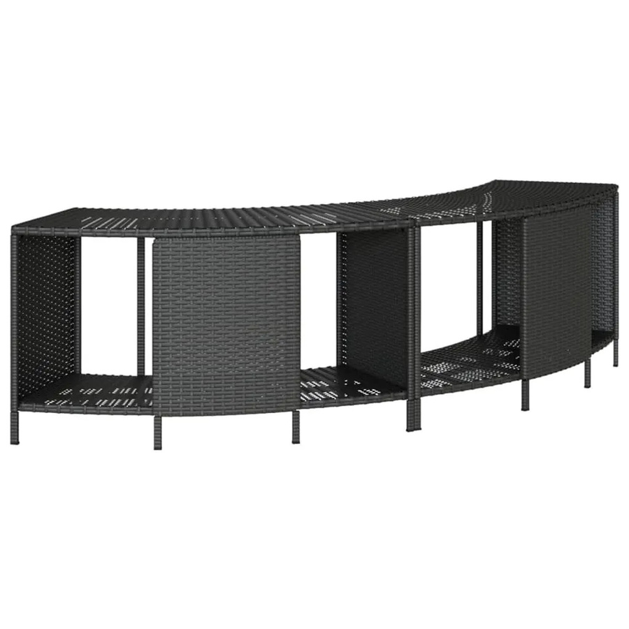 vidaXL 2er Set Outdoor-Regale für Whirlpool aus Poly Rattan und pulverbeschichtetem Stahl, Schwarz, B/T/H: 45 x 45 x 55 cm - Bild 2