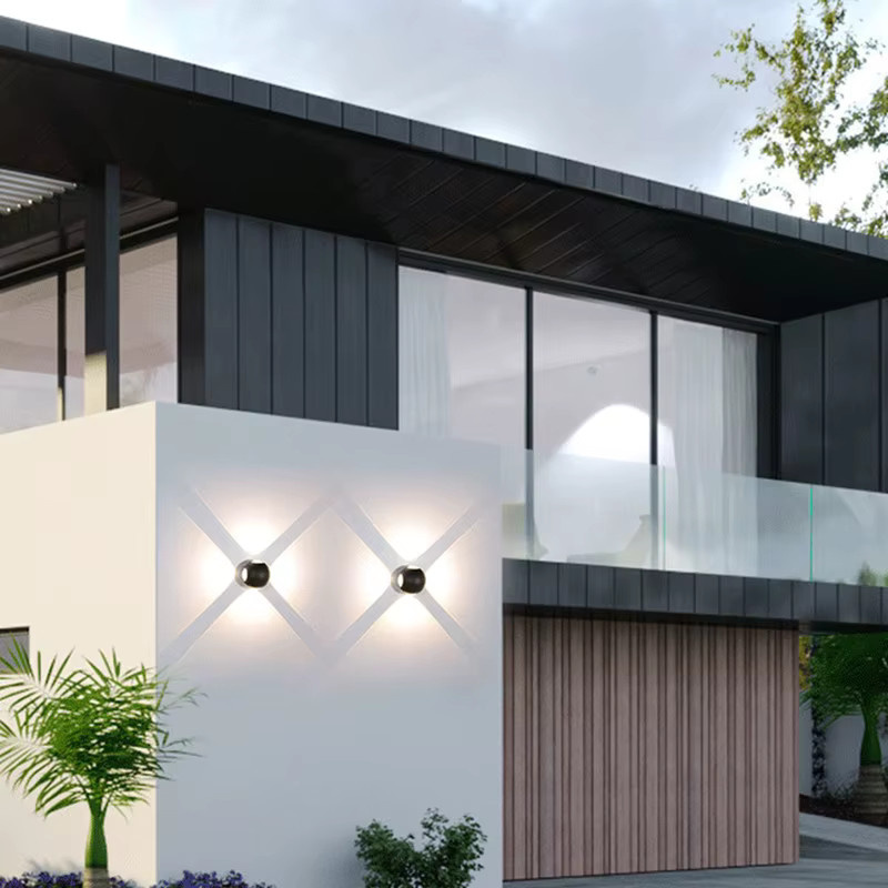 Feiyunlux Außenwandleuchte aus Aluminium in Schwarz oder Weiß mit Up-and-Down-Licht für Garten, Balkon und Terrasse - Bild 1
