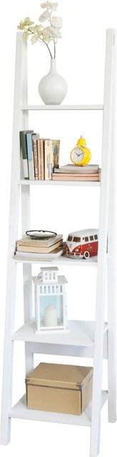 SoBuy Leiterregal Weiß FRG101-W als freistehendes Badregal und Bücherregal aus MDF, Höhe: 180,0 cm, Breite: 44,0 cm, Tiefe: 18,0 cm - Bild 1