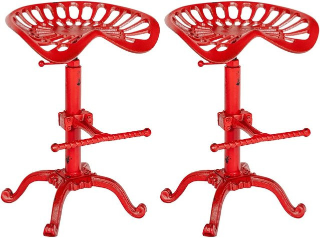 DELUKE 2er Set Barhocker BODAN aus Metall in Rot, höhenverstellbare Barstühle im Industrial-Look, B/T/H: 34 x 44 x 56 cm - Bild 1