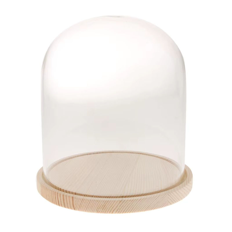 Kesoto Glasgefäßkuppel mit braunem Holzsockel, runde Mikro-Landschaftshalter Vase im skandinavischen Design, transparent - Bild 4