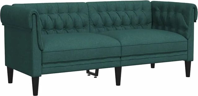 vidaXL Chesterfield-Sofa 2-Sitzer in Dunkelgrün aus Stoff mit Massivholzrahmen, Breite: 182,5 cm, Tiefe: 74,5 cm, Höhe: 74,5 cm - Bild 1