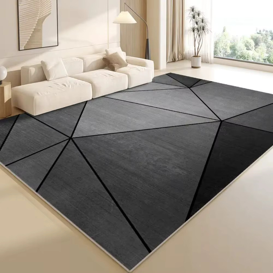 VIKAMA Schallschutzteppich für Wohnzimmer und Schlafzimmer, grau, geometrisches Design, waschbar und rutschfest, B: 120 cm, T: 80 cm - Bild 3