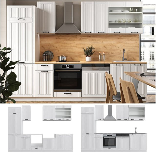 Vicco Fame-Line Küchenzeile im Landhausstil Weiß Breite: 300 cm - Bild 1