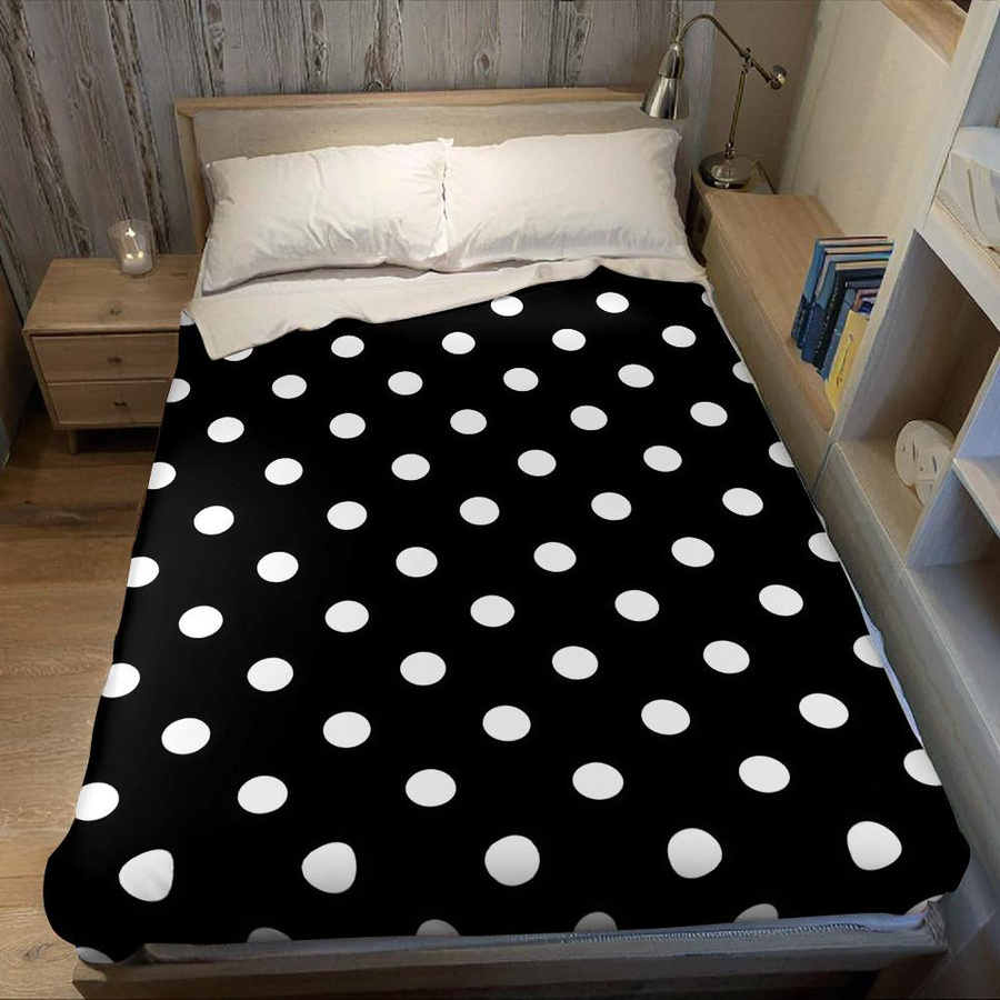 JMG Household Supplies Flanelldecke mit Pünktchen in Schwarz Weiß, weich und warm, B/H: 70 x 100 cm - Bild 3