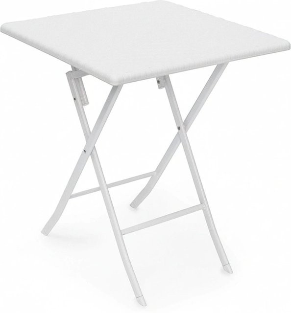Relaxdays Gartentisch quadratisch in Weiß mit Rattan-Optik, klappbar, Höhe: 74 cm, Breite: 61,5 cm, Tiefe: 61,5 cm - Bild 1