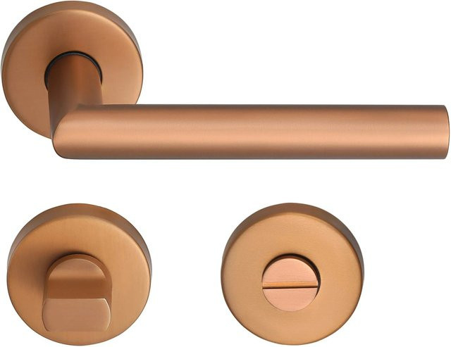 MeinTürgriff Drückergarnitur Toulouse Roségold aus Edelstahl mit WC-Funktion, B/H: 160 x 160 mm - Bild 1