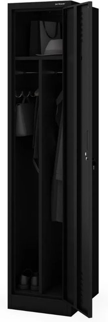 JAN NOWAK Umkleideschrank KACPER Spind mit 1 Abteil aus Metall in Schwarz, H: 180 cm, B: 40 cm, T: 50 cm - Bild 1