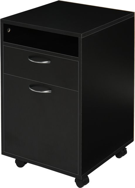 HOMCOM Rollcontainer Schwarz mit Schubladen und Rollen, B/T/H: 40 x 35 x 60 cm - Bild 1