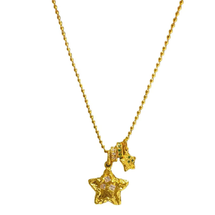 Stern-Anhänger mit Diamant, Gold, Unisex - Bild 4