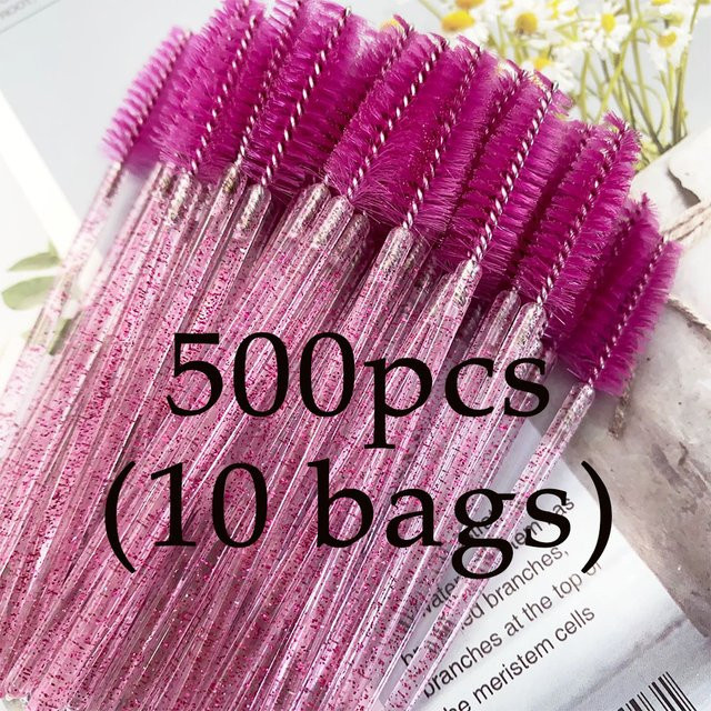 Mollie Lipper Wimpern Pinsel mit Kristall-Griff, 500 Stück, Rose Red, Glänzend - Bild 1