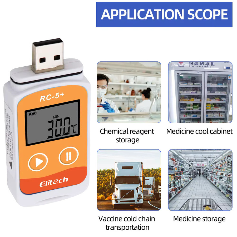 Elitech RC-5+ USB-Datenlogger-Recorder in Weiß für Kühlung und Kaltketten-Transport mit PDF-Export - Bild 3